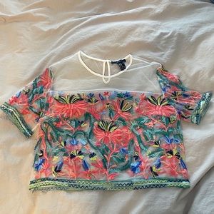 Mesh embroidered top